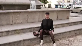 milf,public,pantyhose,see-through,flashing