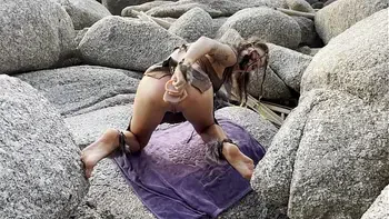 big-dildo,beach,solo,big-tits,tattoo