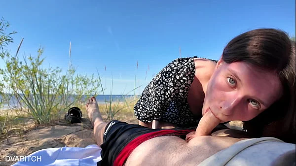 beach,cum-in-mouth,blowjob,deep-throat,POV