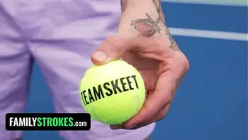 small-tits,tennis,handjob,kissing,skirt