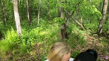 cum-swallowing,ball-licking,cum-in-mouth,risky-sex,forest