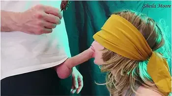 ebony,game,blindfolded,blowjob,taste-game