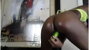 food-insertion,kink,masturbate,ebony-masturbation,food-porn