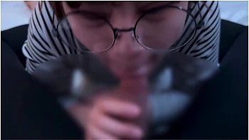 couple,hd,deepthroat,nerdy-girl-glasses,sperm