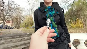lovense-toy,upskirt,chubby,buttplug,masturbation-outdoors