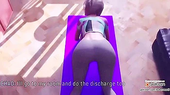 3d-animation,big-cock,blonde,leggins,yoga