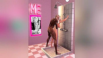 couple,shower,blonde,phone,hd