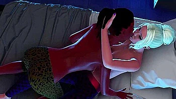 cunnilingus,ebony,blonde,3d-animation,deepthroat