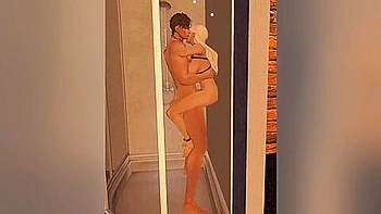 3d-animation,phone,big-tits,blonde,shower