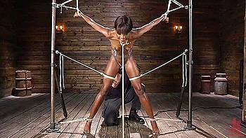brunette,shibari-bondage,interracial,small-tits,tiny-tits
