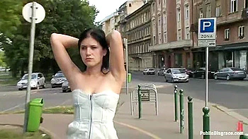 device-bondage,gagging,brunette,outdoor,bondage