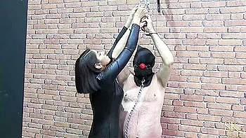 big-tits,brunette,threesome,slave,whipping