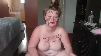 fat-girl,self-humiliation,worthless-whore,busty,degrades-herself
