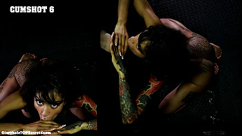 glory-hole,swallow,facial,brunette,handjob