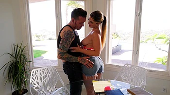 long-hair,shorts,couple,natural-tits