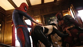 ebony,clothed,mmf,reverse-cowgirl,interracial