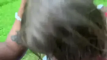 brunette,long-hair,black-cock,throat,park