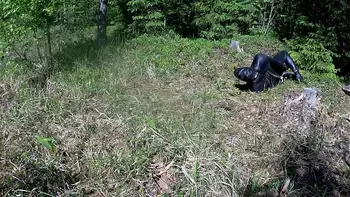 hogtied,amateur,cuffed,woods,bondage