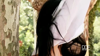 outdoor,solo-female,lingerie,brunette,czech