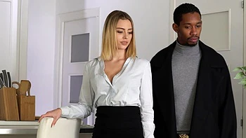 high-heels,lingerie,blonde,interracial,tattoo