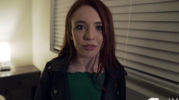 redhead,hardcore,couple,cowgirl,clothed-sex