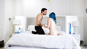 young-18,blue-hair,blowjob,cowgirl,big-ass