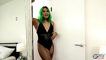 masturbate,solo,masturbation,green-hair,small-tits