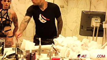 tattooed,lingerie,brunette,shaved,tattoos