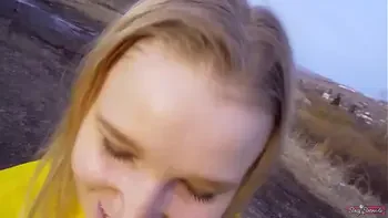 public-blowjob,rain-coat,swallow-cum,outdoor-cum-in-mouth,cum