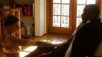 interracial,standing,reverse-cowgirl,tattoo,small-tits