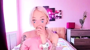 teen,solo,blonde,close-up,striptease