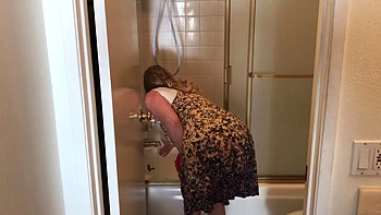 big-ass,blonde,blowjob,voyeur,shower
