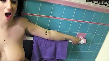 brunette,lesbian-teen-18,bathroom,lesbian,melons