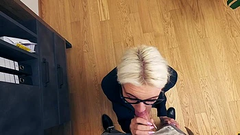 spread-legs,riding,blowjob,glasses,blonde