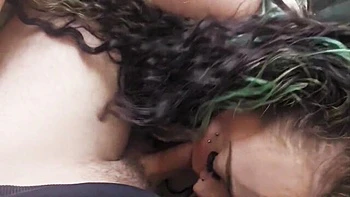 close-up,big-cock,coloured-hair,spit,blowjob