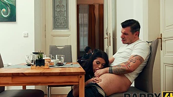 from-behind,desk,brunette,reverse-cowgirl,small-tits